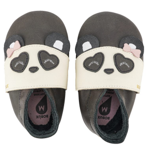 Chaussons Bobux en cuir anthracite Panda fille